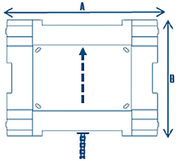 Plano caja TGOX-1 TGOX-2 Vista frontal