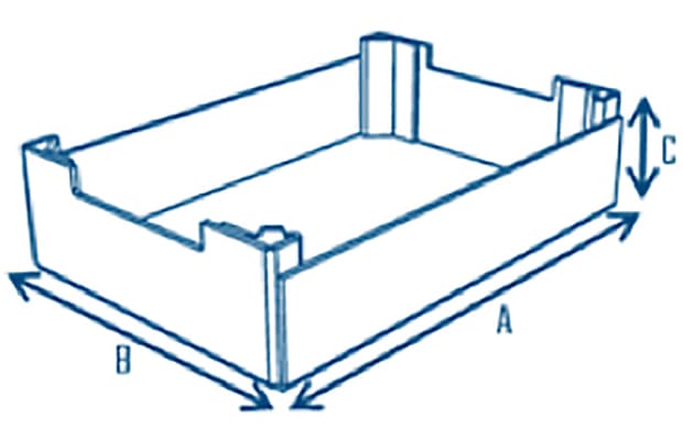 Plano caja TGOX-1 TGOX-2 Vista isométrica